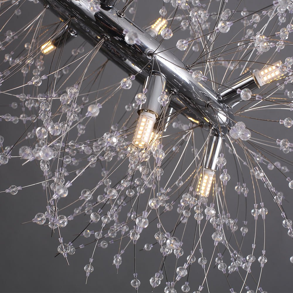 Pendantlightie - Modern 12 - Light Crystal Firework Round Dandelion Chandelier - Chandeliers - Chrome -