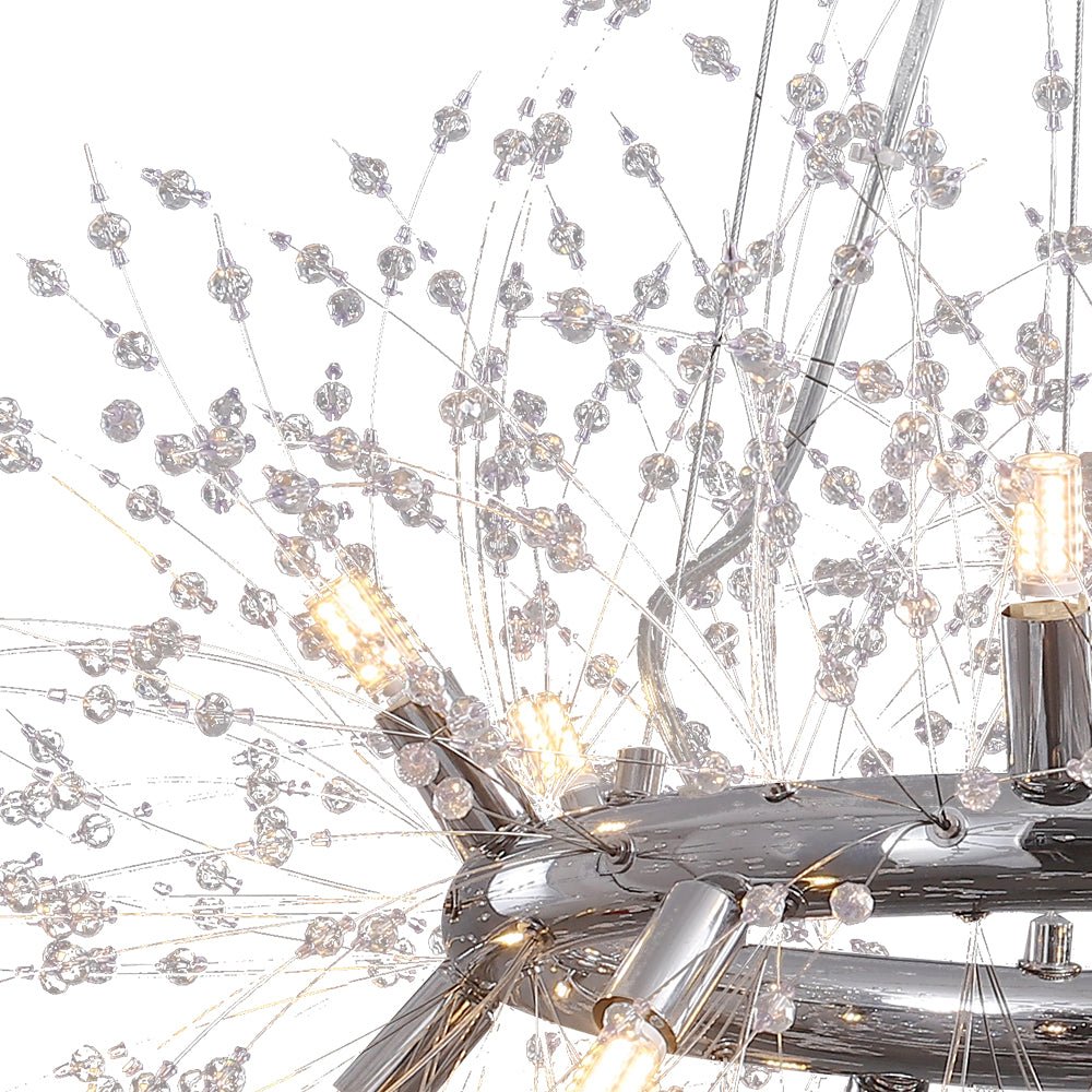Pendantlightie - Modern 12 - Light Crystal Firework Round Dandelion Chandelier - Chandeliers - Chrome -