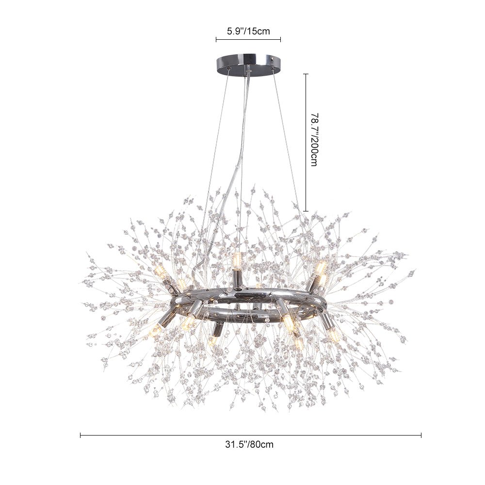 Pendantlightie - Modern 12 - Light Crystal Firework Round Dandelion Chandelier - Chandeliers - Chrome -