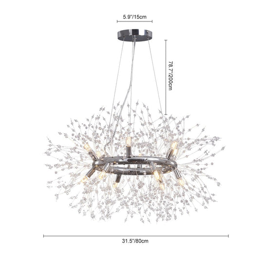 Pendantlightie - Modern 12 - Light Crystal Firework Round Dandelion Chandelier - Chandeliers - Chrome -