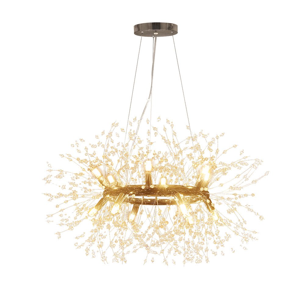 Pendantlightie - Modern 12 - Light Crystal Firework Round Dandelion Chandelier - Chandeliers - Chrome -