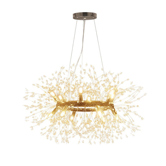 Pendantlightie - Modern 12 - Light Crystal Firework Round Dandelion Chandelier - Chandeliers - Chrome -