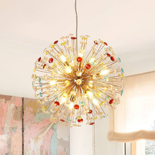 Pendantlightie - Modern 12 - Light Playful Dandelion Colorful Firework Chandelier - Chandeliers - Gold -