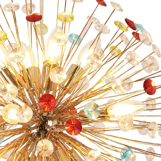 Pendantlightie - Modern 12 - Light Playful Dandelion Colorful Firework Chandelier - Chandeliers - Gold -