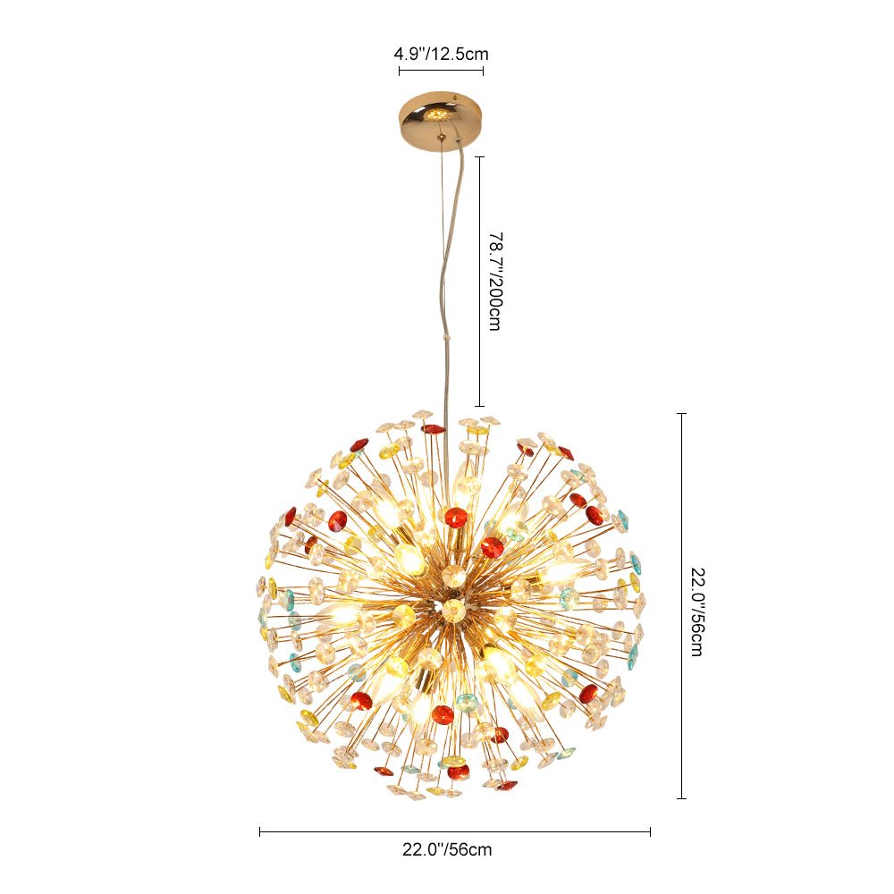Pendantlightie - Modern 12 - Light Playful Dandelion Colorful Firework Chandelier - Chandeliers - Gold -