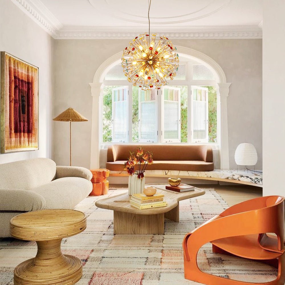 Pendantlightie - Modern 12 - Light Playful Dandelion Colorful Firework Chandelier - Chandeliers - Gold -