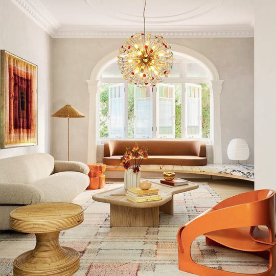 Pendantlightie - Modern 12 - Light Playful Dandelion Colorful Firework Chandelier - Chandeliers - Gold -