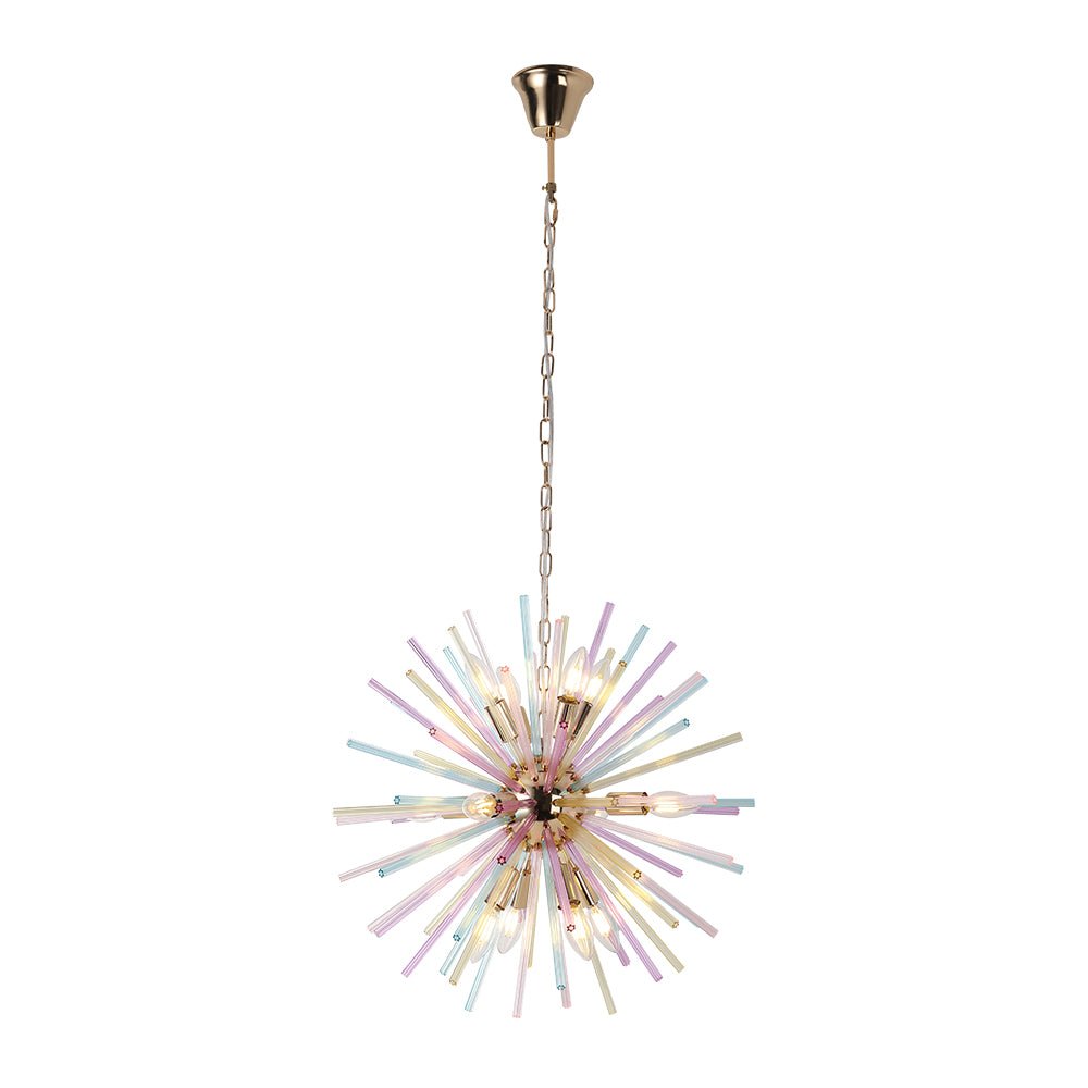Pendantlightie - Modern 12 - Light Rainbow Colorful Sputnik Starburst Chandelier - Chandeliers - Gold -
