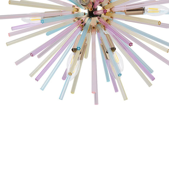 Pendantlightie - Modern 12 - Light Rainbow Colorful Sputnik Starburst Chandelier - Chandeliers - Gold -