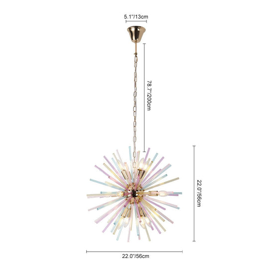 Pendantlightie - Modern 12 - Light Rainbow Colorful Sputnik Starburst Chandelier - Chandeliers - Gold -