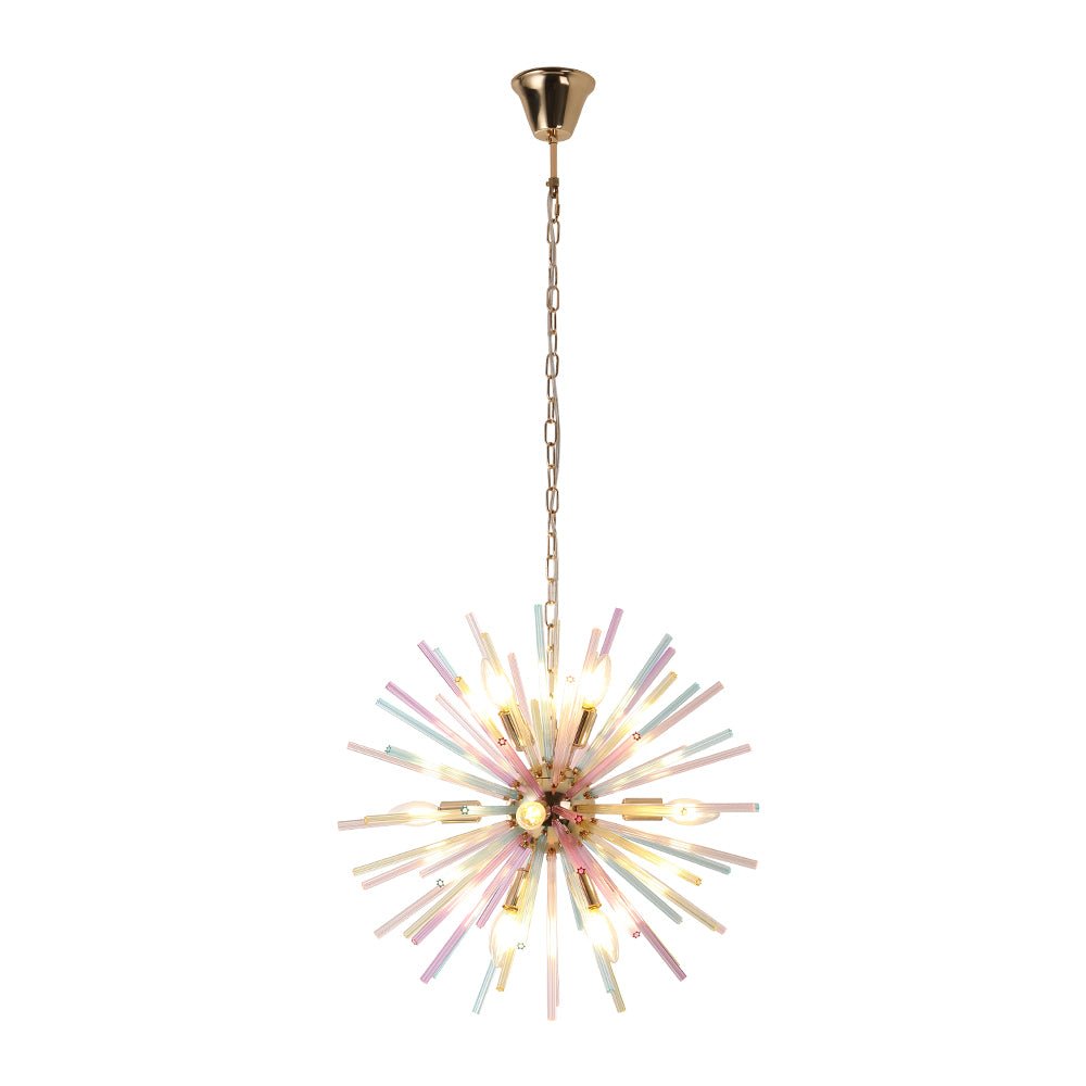 Pendantlightie - Modern 12 - Light Rainbow Colorful Sputnik Starburst Chandelier - Chandeliers - Gold -