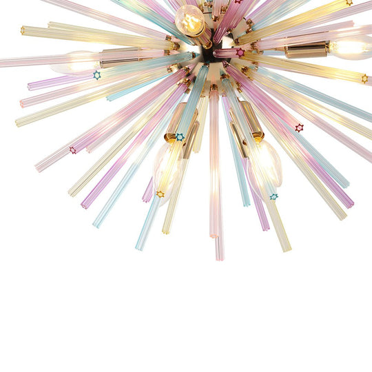 Pendantlightie - Modern 12 - Light Rainbow Colorful Sputnik Starburst Chandelier - Chandeliers - Gold -