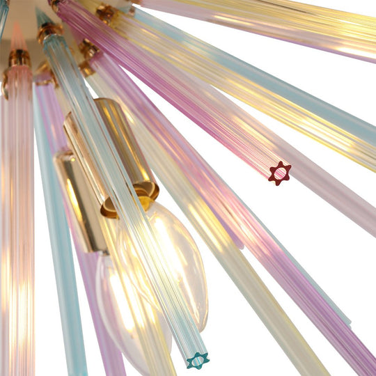 Pendantlightie - Modern 12 - Light Rainbow Colorful Sputnik Starburst Chandelier - Chandeliers - Gold -