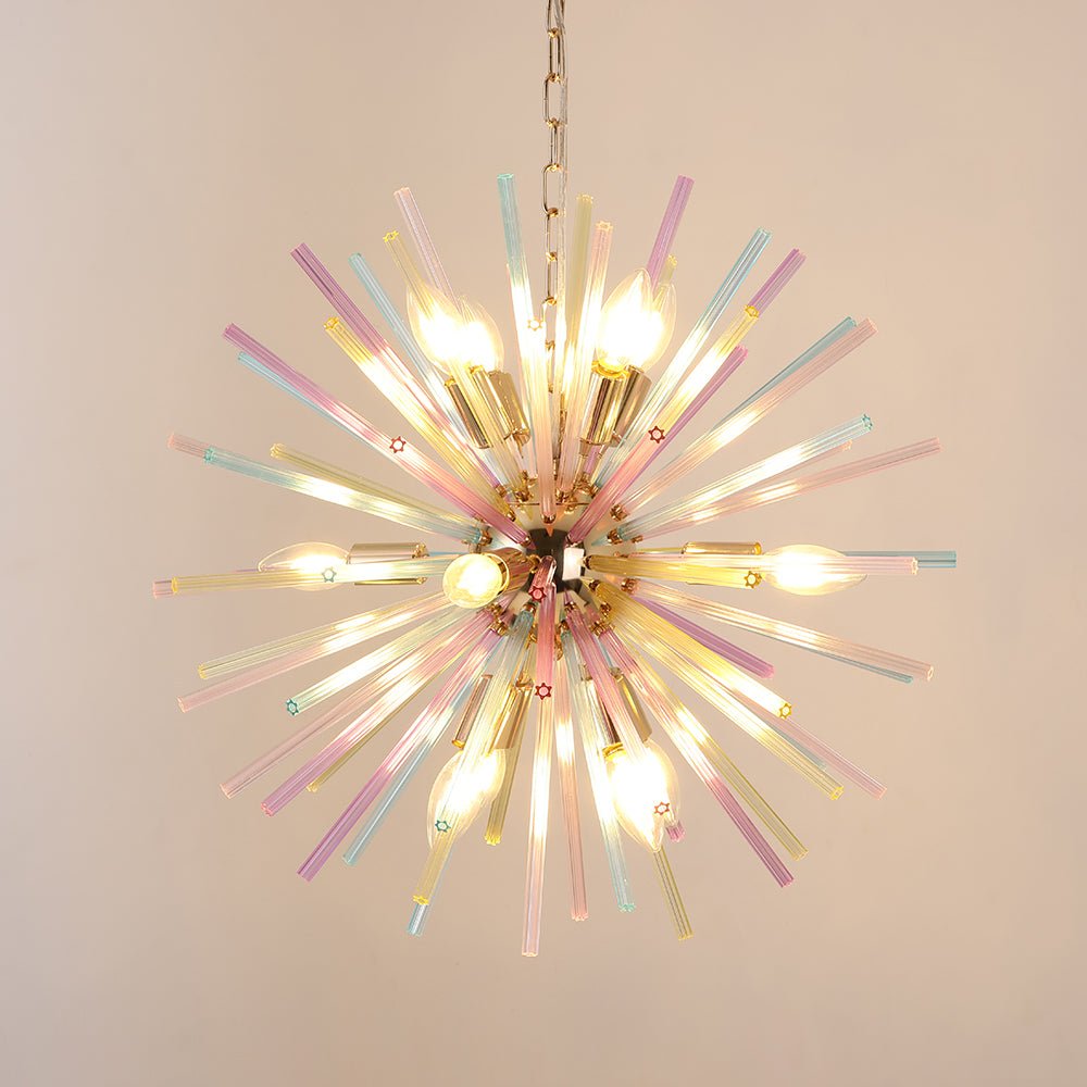 Pendantlightie - Modern 12 - Light Rainbow Colorful Sputnik Starburst Chandelier - Chandeliers - Gold -