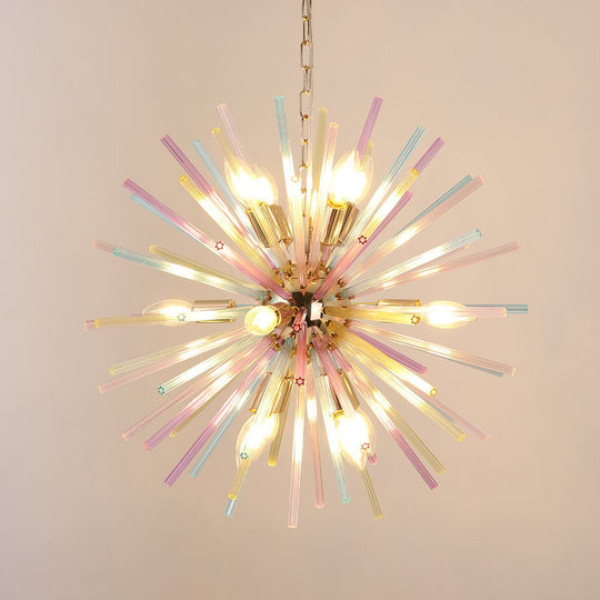 Pendantlightie - Modern 12 - Light Rainbow Colorful Sputnik Starburst Chandelier - Chandeliers - Gold -