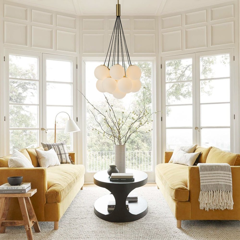 Pendantlightie - Modern 13 - Light Soap Glass Bubble Cluster Chandelier - Chandeliers - Brass -