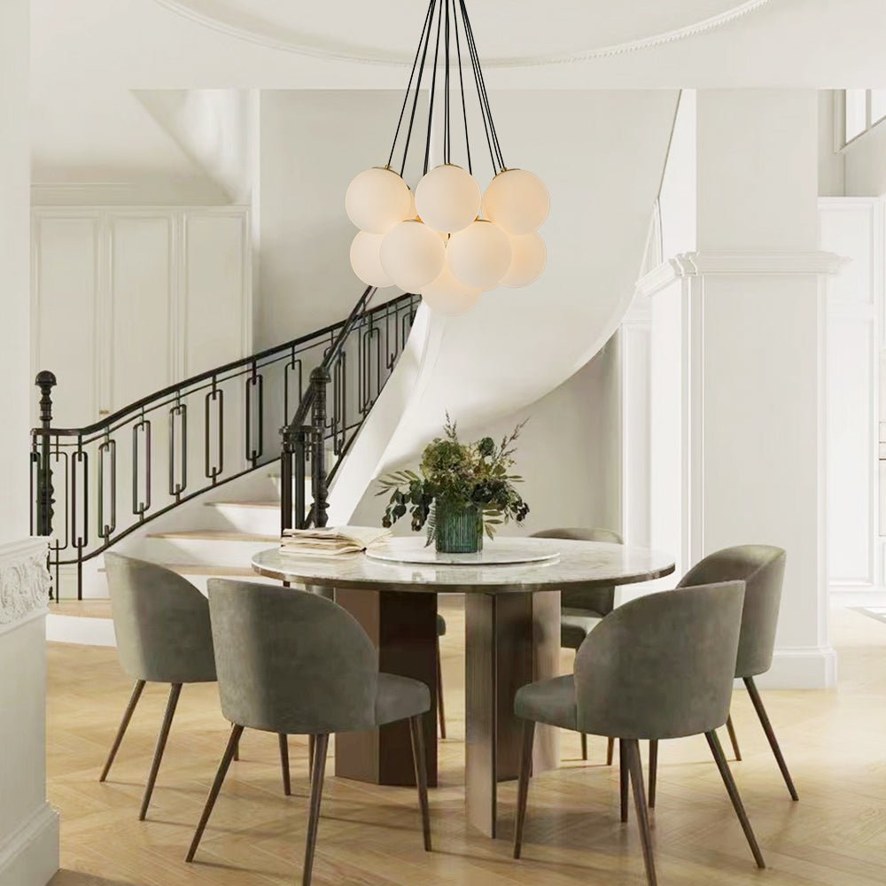 Pendantlightie - Modern 13 - Light Soap Glass Bubble Cluster Chandelier - Chandeliers - Brass -