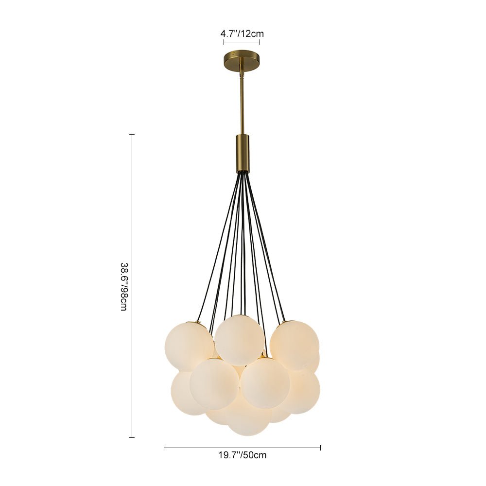 Pendantlightie - Modern 13 - Light Soap Glass Bubble Cluster Chandelier - Chandeliers - Brass -