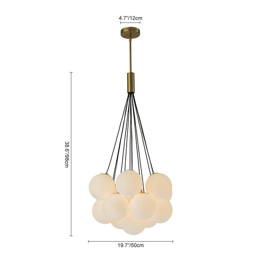 Pendantlightie - Modern 13 - Light Soap Glass Bubble Cluster Chandelier - Chandeliers - Brass -