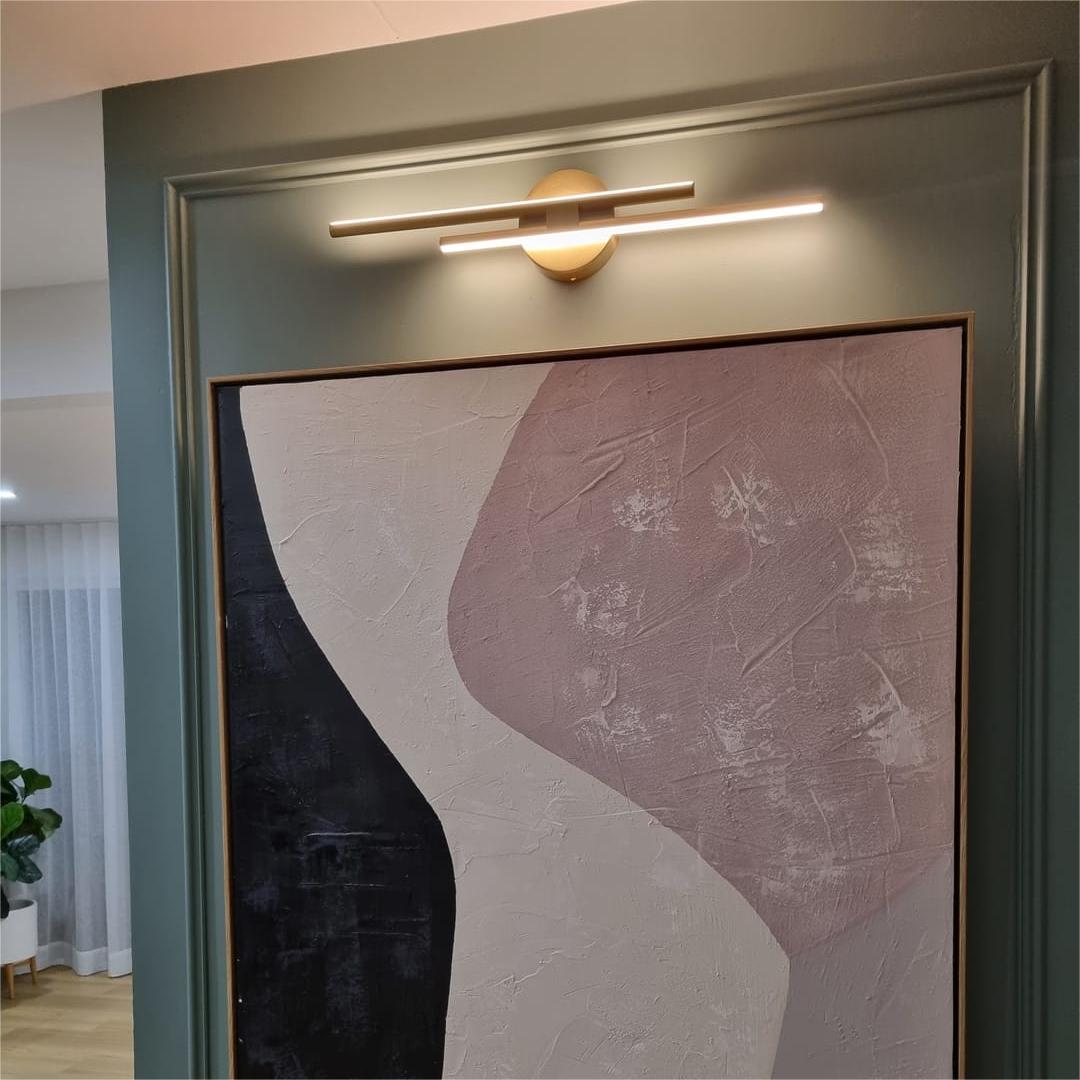 Pendantlightie - Modern 2 - Light Dimmable Linear Striped Led Vanity Light In Warm Light - Wall Light - 23.6 in (60 cm) - Gold