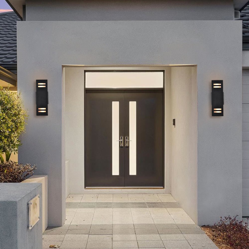 Pendantlightie - Modern 2 - Light Waterproof Rectangular Black Outdoor Wall Light - Outdoor Wall Light - Black -