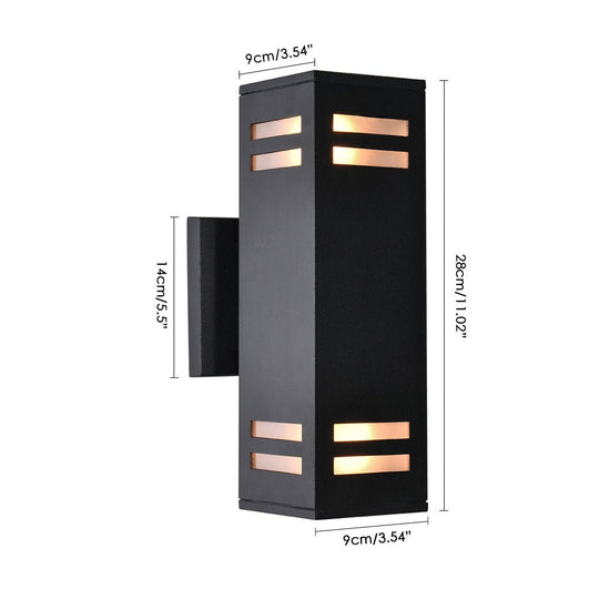 Pendantlightie - Modern 2 - Light Waterproof Rectangular Black Outdoor Wall Light - Outdoor Wall Light - Black -