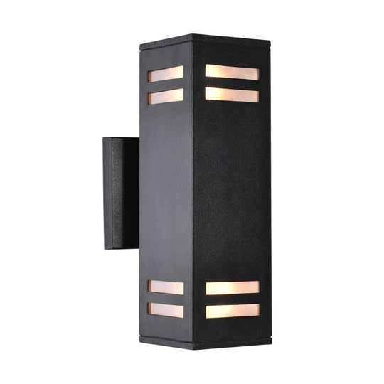 Pendantlightie - Modern 2 - Light Waterproof Rectangular Black Outdoor Wall Light - Outdoor Wall Light - Black -
