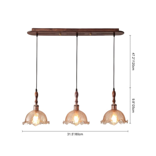 Pendantlightie - Modern 3 - Light Cluster Linear Flower Crackled Glass Pendant Light - Pendants - Small -