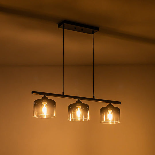 Pendantlightie - Modern 3 - Light Gradient Gray Bell Shades Kitchen Island Linear Pendant - Pendants - Gray -