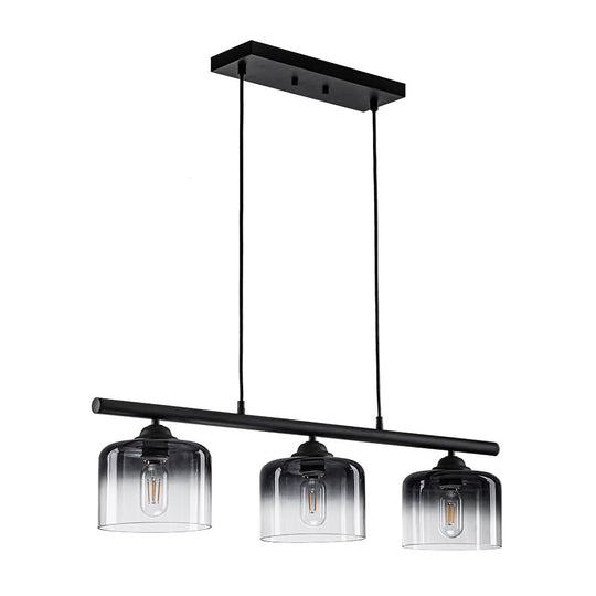 Pendantlightie - Modern 3 - Light Gradient Gray Bell Shades Kitchen Island Linear Pendant - Pendants - Gray -