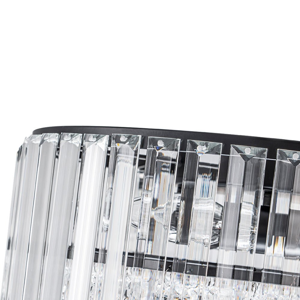 Pendantlightie - Modern 3 - Light Round Drum Crystal Flush Ceiling Light - Flush Mount - Black -