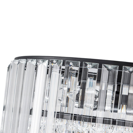 Pendantlightie - Modern 3 - Light Round Drum Crystal Flush Ceiling Light - Flush Mount - Black -