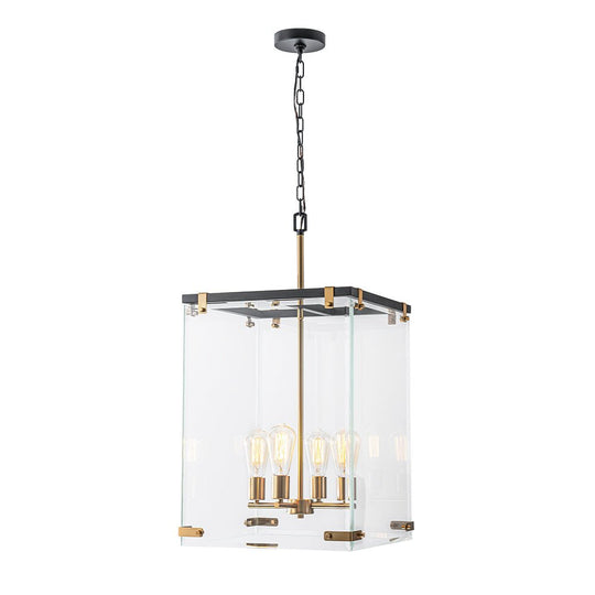 Pendantlightie - Modern 4 - Light Black Gold Clear Glass Rectangular Pendant For Kitchen - Pendants - Black -