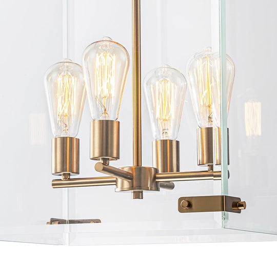 Pendantlightie - Modern 4 - Light Black Gold Clear Glass Rectangular Pendant For Kitchen - Pendants - Black -