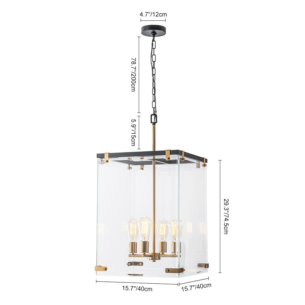 Pendantlightie - Modern 4 - Light Black Gold Clear Glass Rectangular Pendant For Kitchen - Pendants - Black -