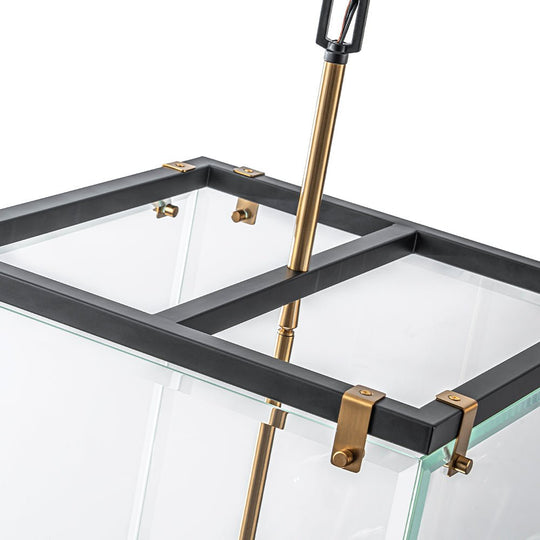 Pendantlightie - Modern 4 - Light Black Gold Clear Glass Rectangular Pendant For Kitchen - Pendants - Black -