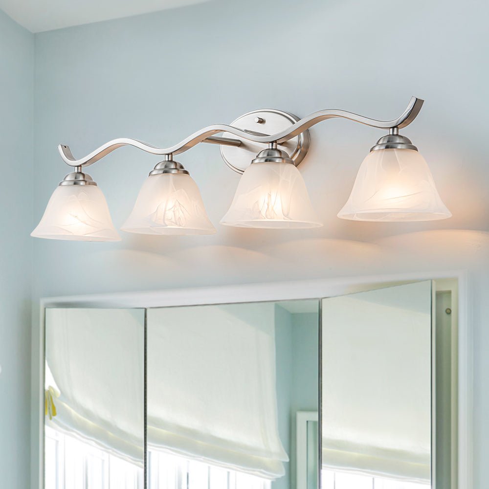 Pendantlightie - Modern 4 - Light Marble Bell Bathroom Wall Light - Wall Light - Nickel -