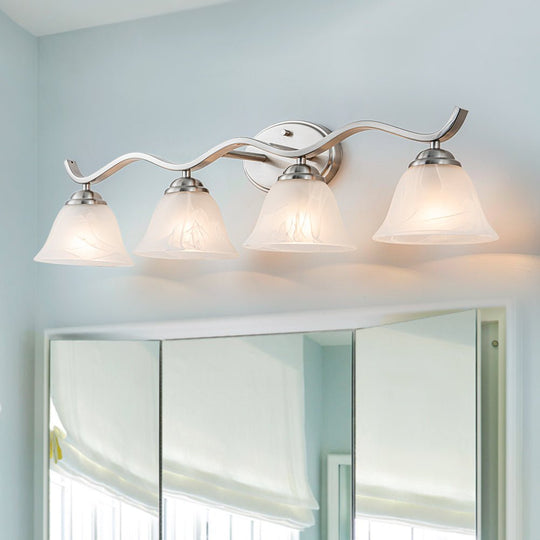 Pendantlightie - Modern 4 - Light Marble Bell Bathroom Wall Light - Wall Light - Nickel -