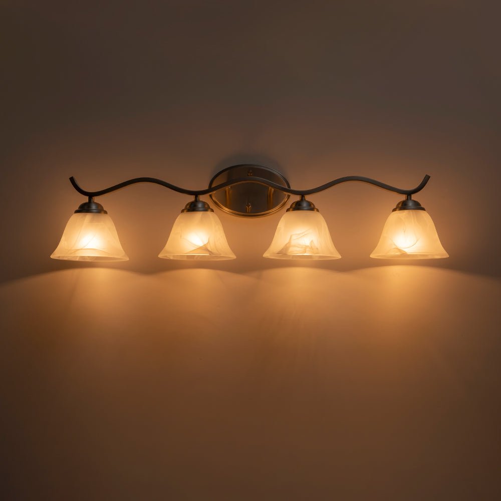 Pendantlightie - Modern 4 - Light Marble Bell Bathroom Wall Light - Wall Light - Nickel -