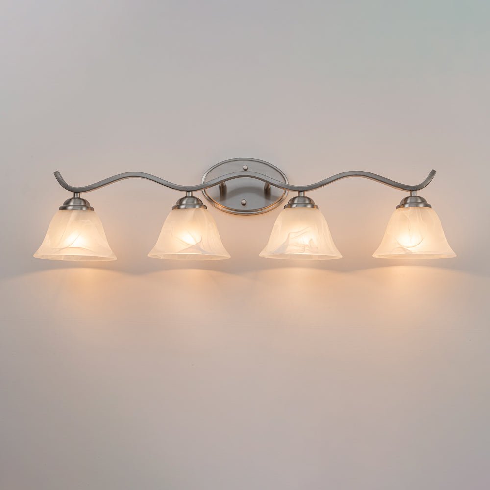 Pendantlightie - Modern 4 - Light Marble Bell Bathroom Wall Light - Wall Light - Nickel -