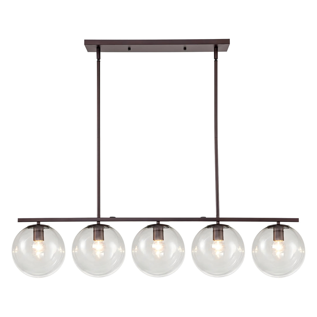 Pendantlightie - Modern 5 - Light Glass Globe Linear Pendant Light - Pendants - Oil Rubbed Bronze -