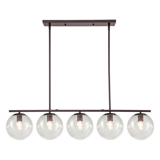 Pendantlightie - Modern 5 - Light Glass Globe Linear Pendant Light - Pendants - Oil Rubbed Bronze -