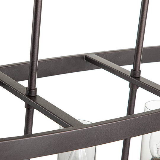 Pendantlightie-Modern 5-Light Rectangle Kitchen Island Chandelier With Glass Shades-Chandeliers-Faux Wood Grain-