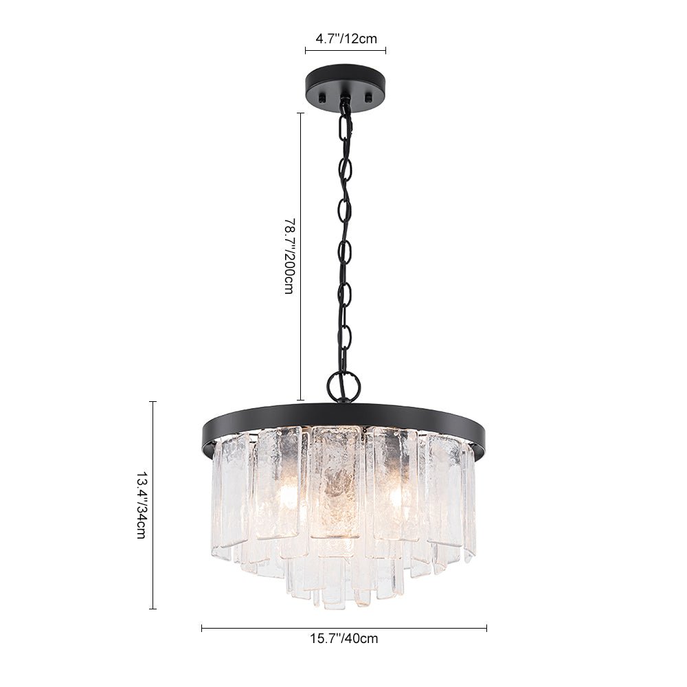 Pendantlightie - Modern 5 - Light Tiered Drum Water Glass Chandelier - Chandeliers - Brass -