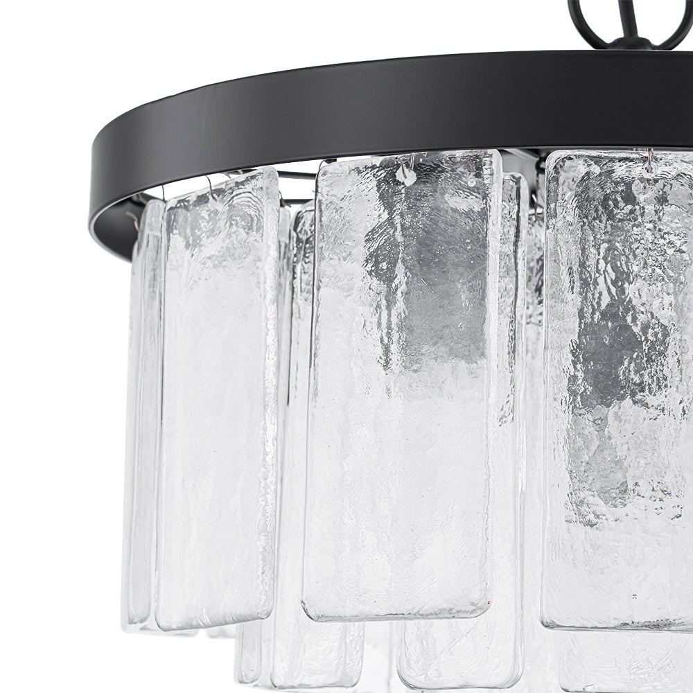 Pendantlightie - Modern 5 - Light Tiered Drum Water Glass Chandelier - Chandeliers - Brass -