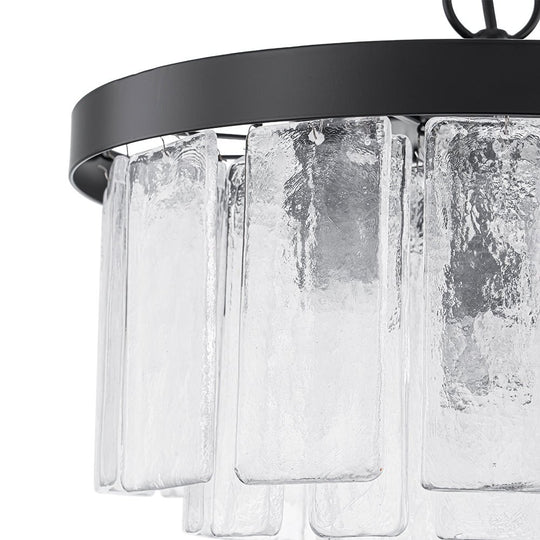 Pendantlightie - Modern 5 - Light Tiered Drum Water Glass Chandelier - Chandeliers - Brass -