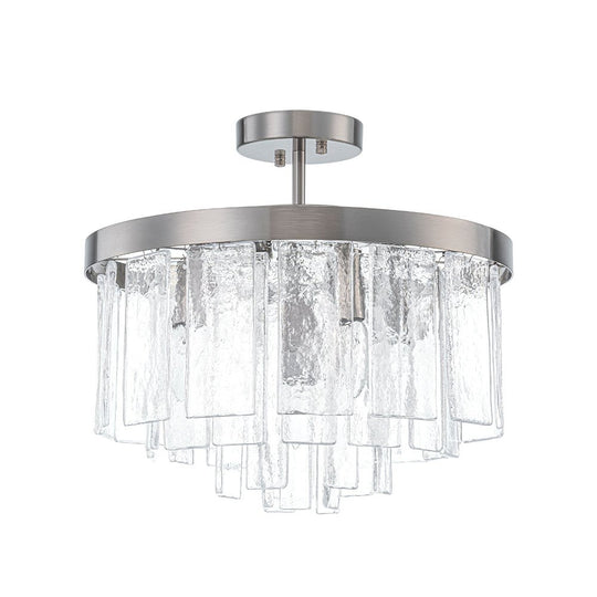 Pendantlightie - Modern 5 - Light Tiered Drum Water Glass Chandelier - Chandeliers - Nickel -