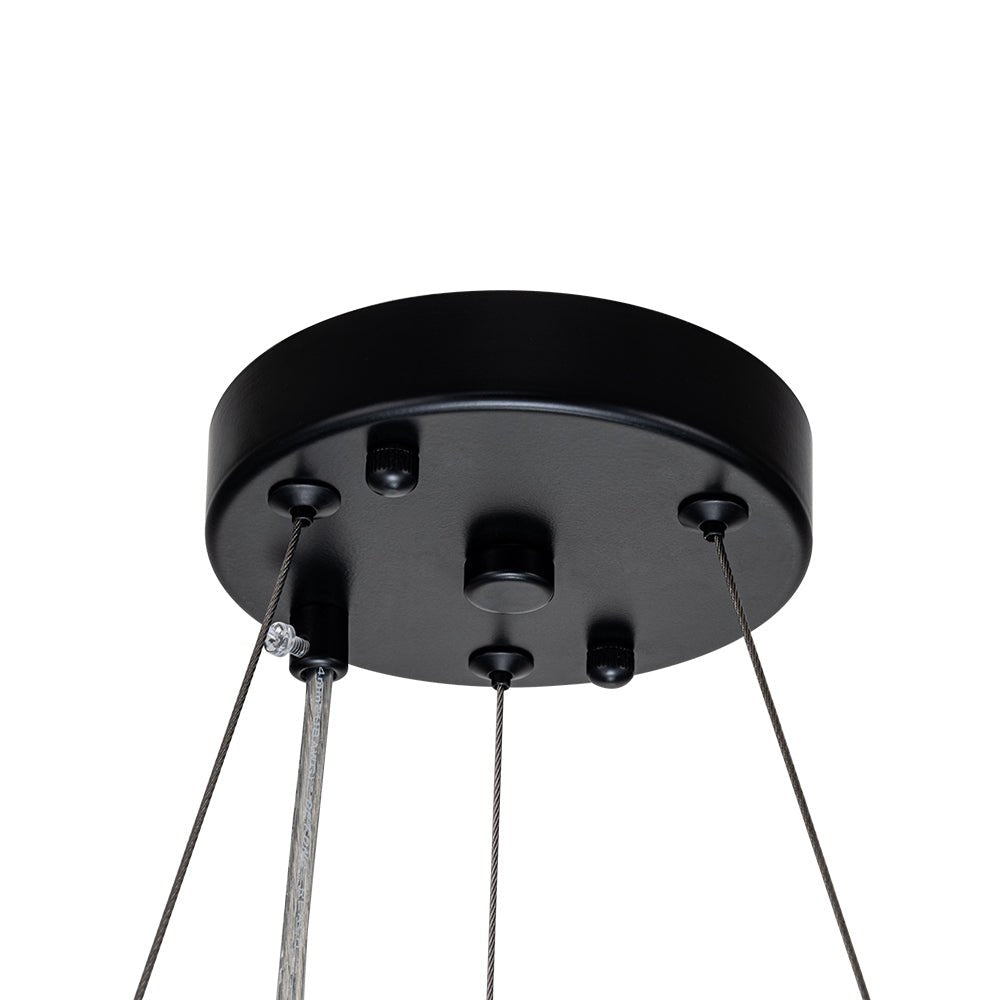 Pendantlightie - Modern 6 - Light Drum Round Glass Crystal Chandelier - Chandeliers - Chrome -