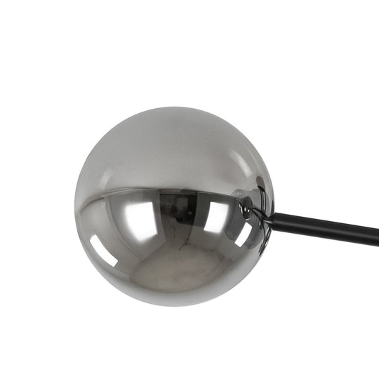Pendantlightie - Modern 6 - Light Smoky Gray Glass Linear Sputnik Semi Ceiling Light - Semi Flush Mount - Black -