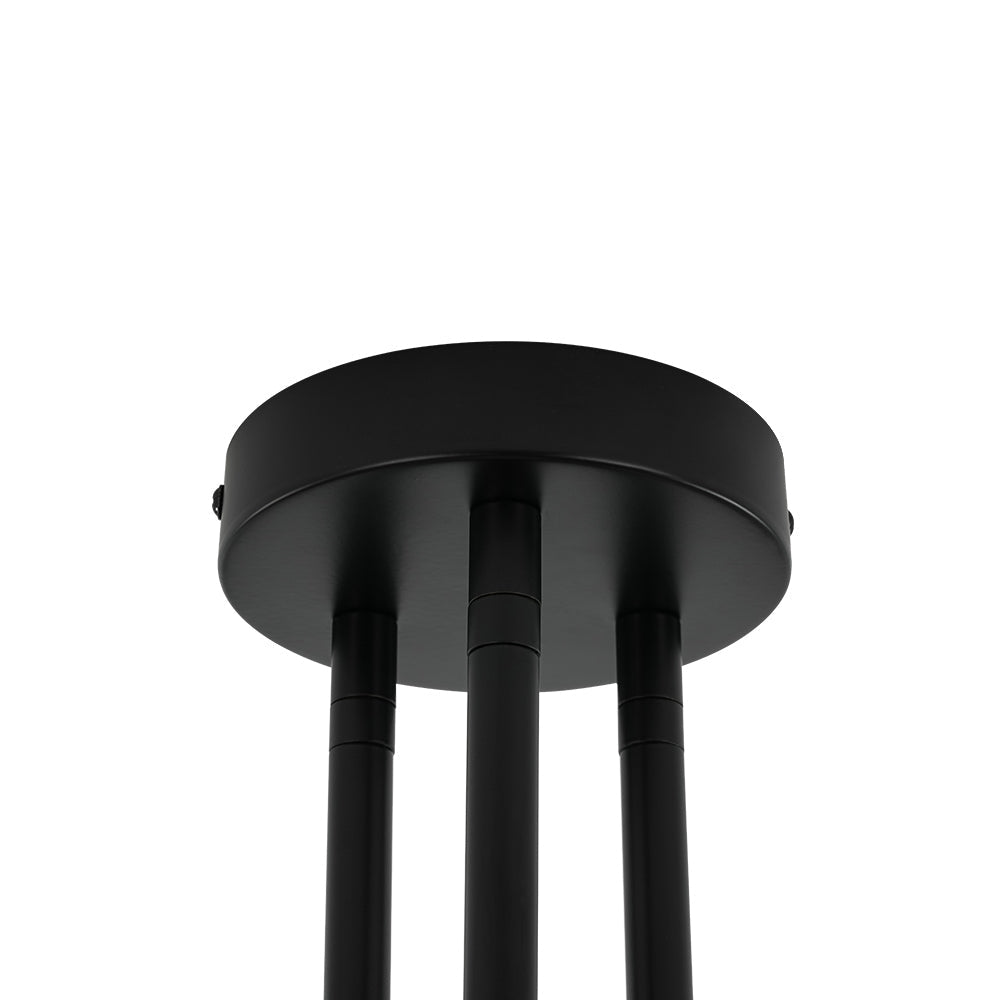 Pendantlightie - Modern 6 - Light Smoky Gray Glass Linear Sputnik Semi Ceiling Light - Semi Flush Mount - Black -